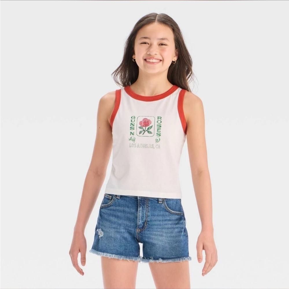 Kids Sleeveless White and Red Top
